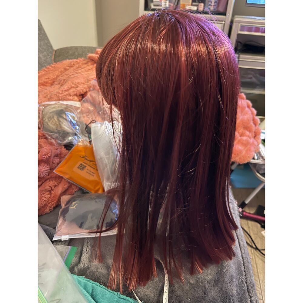 16” copper red wig blunt bangs synthetic NWT - Picture 2 of 7
